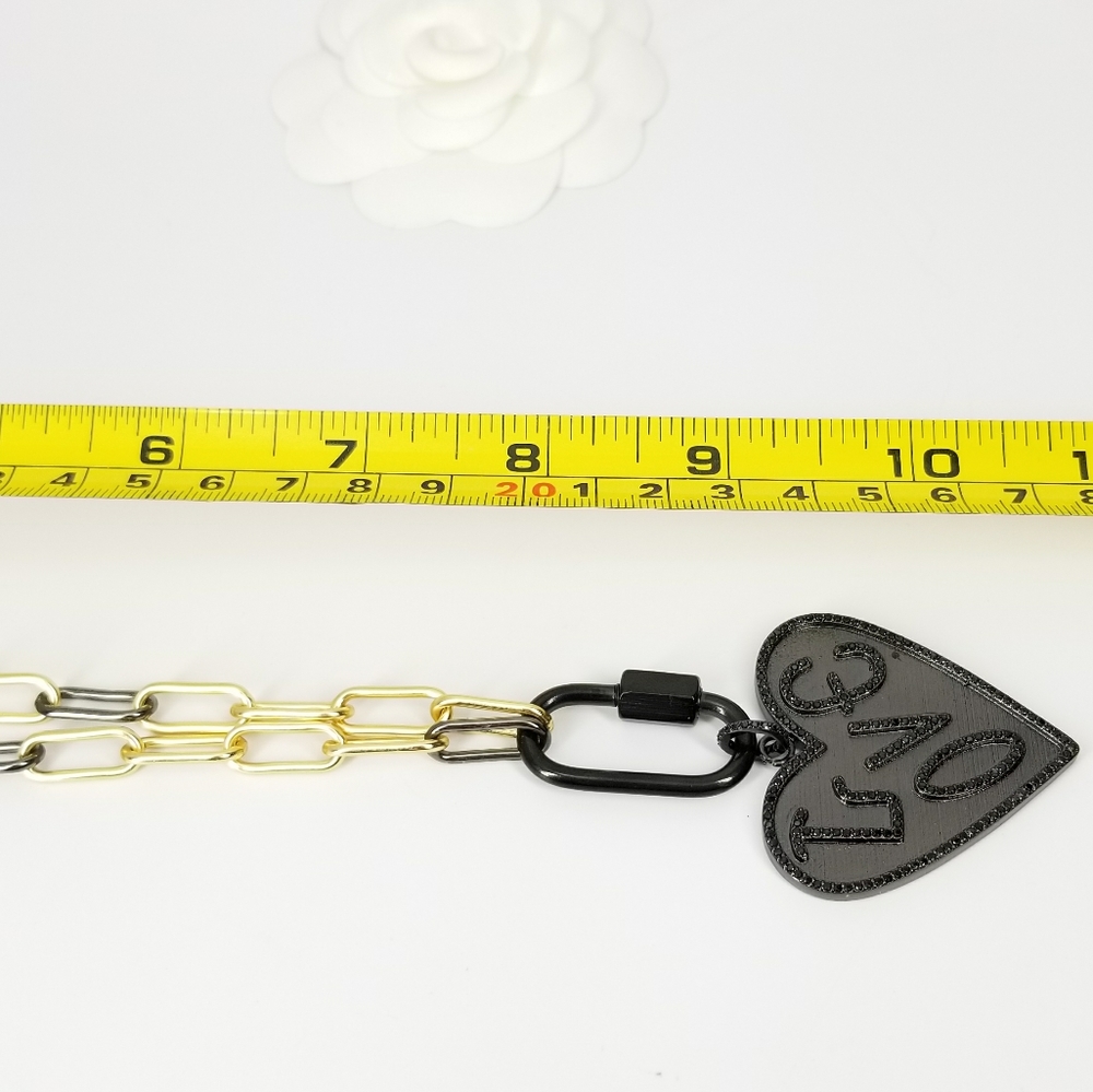 NWT Heart LOVE Pave CZ Paperclip Carabiner Choker - Picture 11 of 11